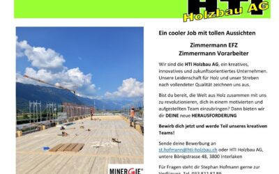 Stelleninserat Zimmermann EFZ / Zimmermann Vorarbeiter